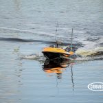 COMANCO autonomous boat performing a hydrographic survey